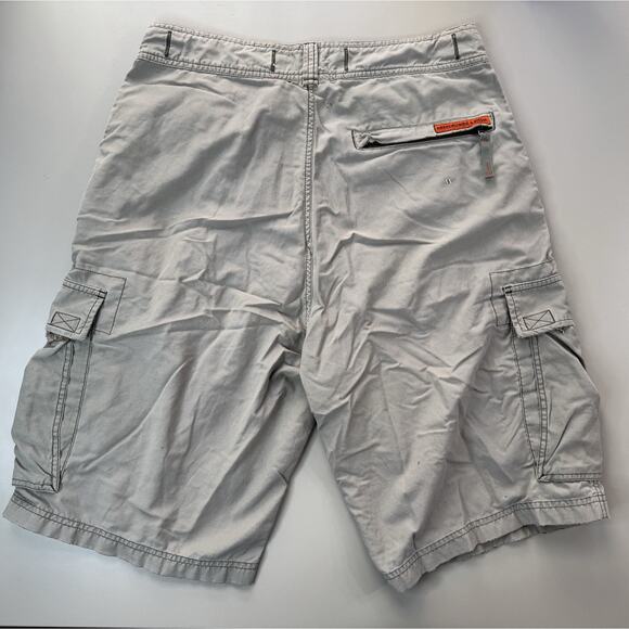 VTG Y2K Abercrombie & Fitch Mens Baggy Cargo Shorts S Beige Military Utility - Picture 12 of 16